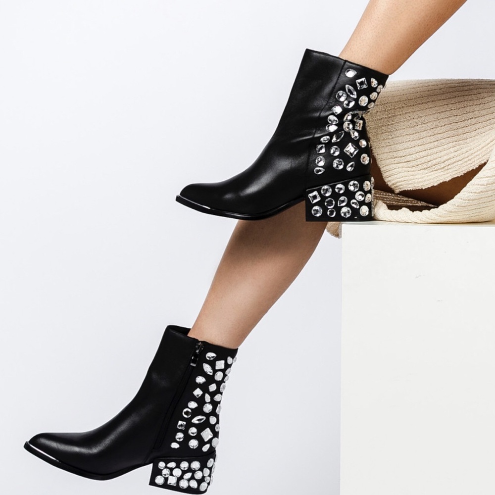 Brand new genuine leather gem booties